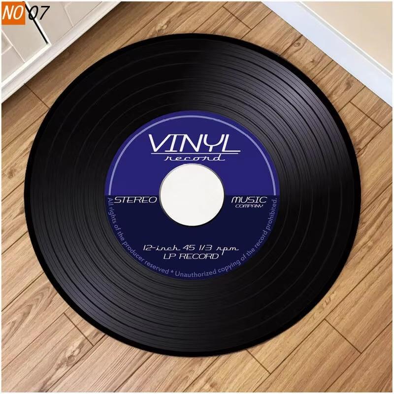 CD Musical Round Carpet Living Room Decoration Teenager Mat Anti Slip Chair Cushion Round Rugs for Bedroom Music Design Rug