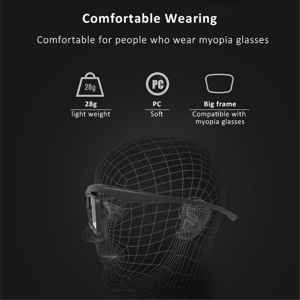 3D Glasses Lightweight Rechargeable Eyewear Shutter Glasses for All DLP Projector 3D DLP Link Active Shutter Eyeglasses