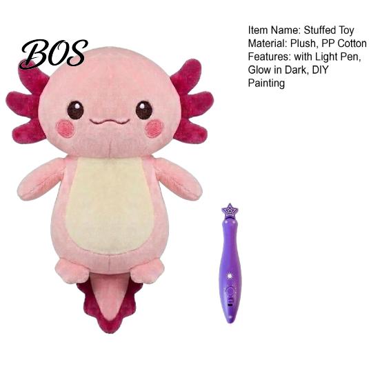 DIY Drawing Stuffed Doll Glow in The Dark Animal Toy with Light Pen, Luminous Fox Rabbit Kids Plush Bear Penguin Doll, Painting Glowing Plushie