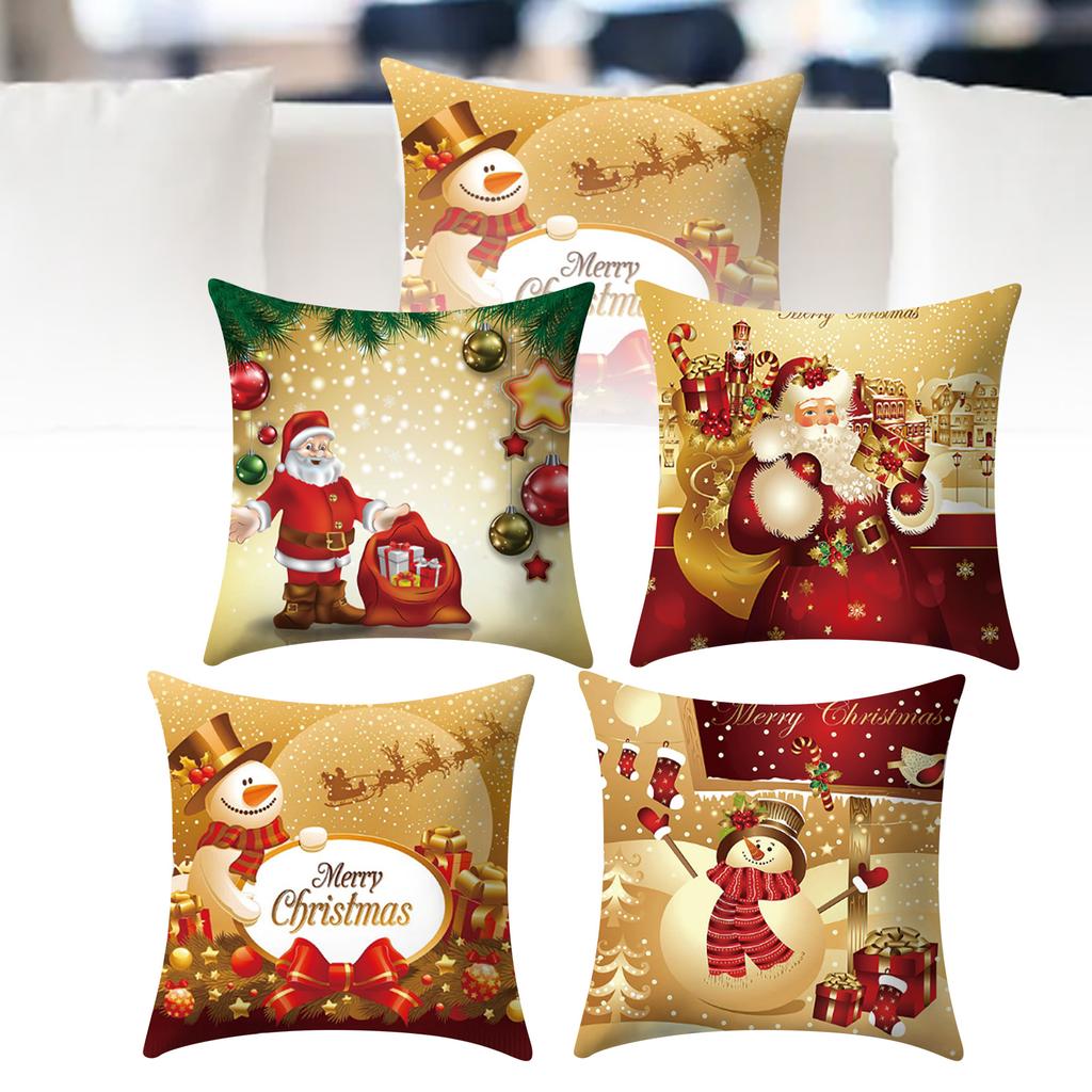 4PCS Christmas Pillow Cover Simple Xmas Decorative Throw Pillow Case for Living Room Sofa