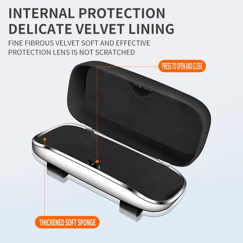 New Clip-On Car Sunglasses Box Auto Sun Visor Eyeglass Case Soft-Lined Anti-Scratch Electroplating Durable ABS Fits All Vehicles
