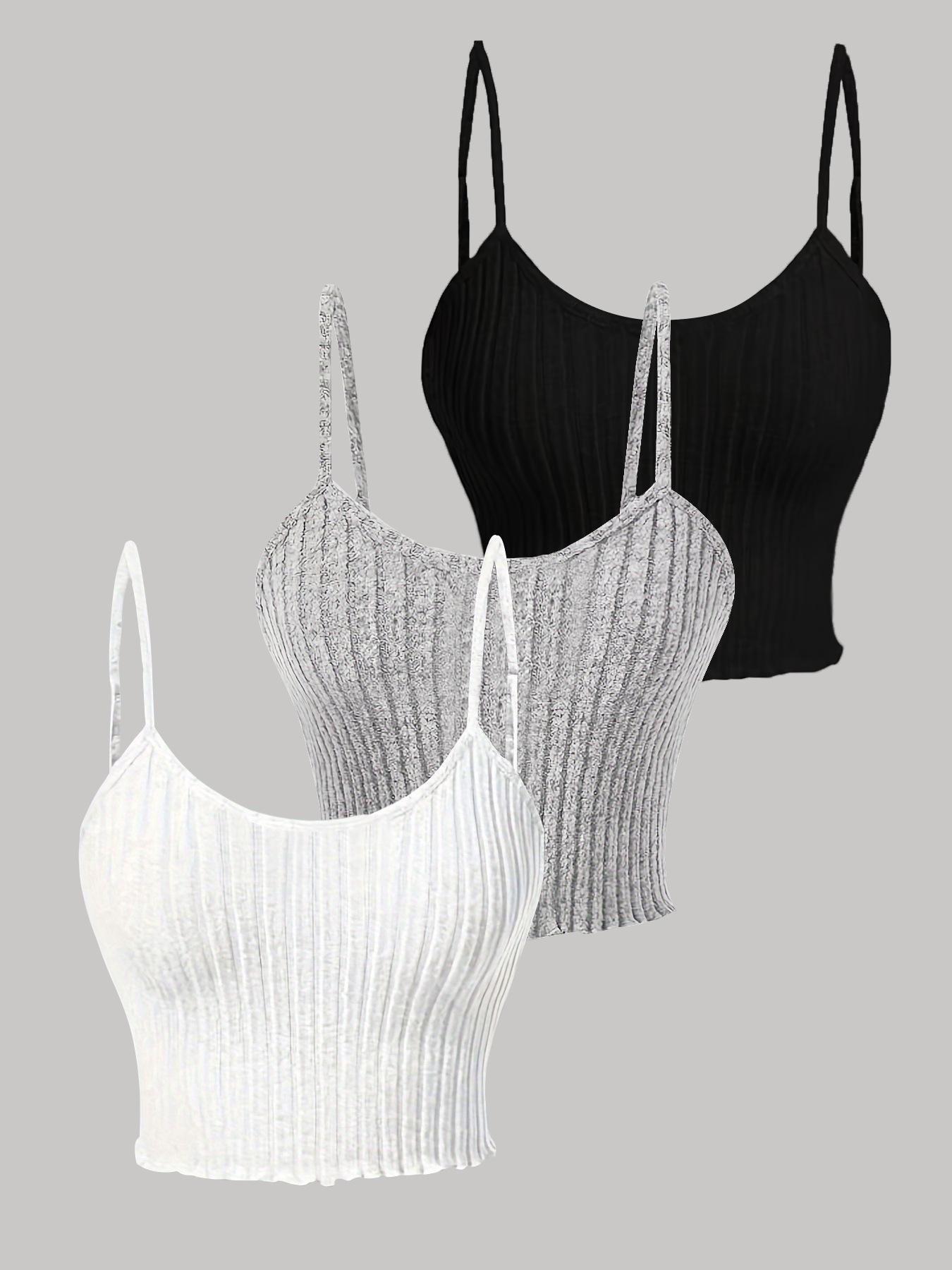 Solid Color Spicy Girl Knit Camisole: Versatile Round Neck Casual Women s Vest Large