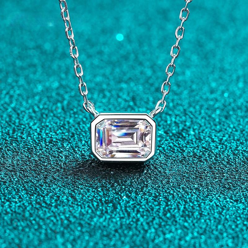 

Настоящий 100% муассанит изумрудной огранки 1 карат, подвеска из стерлингового серебра 925 пробы, ожерелье на свадьбу, изысканные модные подарки, женские ювелирные изделия