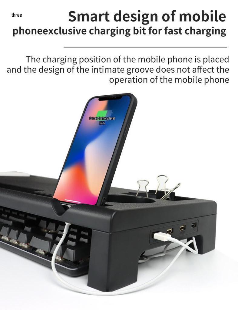 Multifunctional USB Charging Monitor Riser & Storage Rack for Desktop