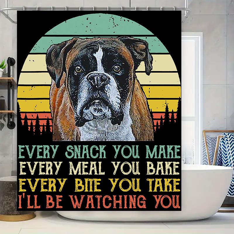 

Multicolored Shower Curtain featuring Adorable Pup Print Easy Installation for Bathroom Decorations 90x180cm