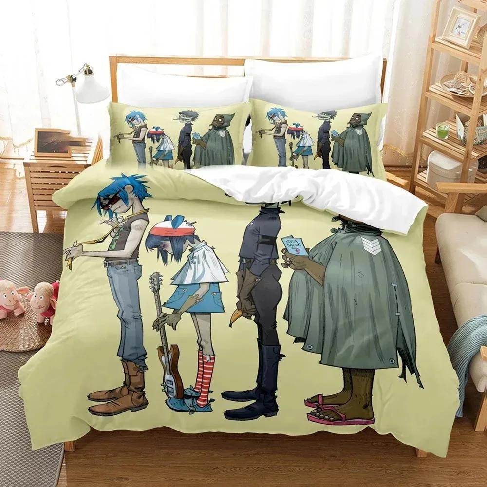 3D tištěný Gorillaz Music Band Povlečení Chlapci Dívčí Povlak na přikrývku velikosti Queen Povlečení na polštář Dětský bytový textil pro dospělé