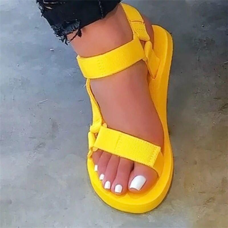 Summer lightweight Velcro flat casual sandals women's large size new open-toed sandals