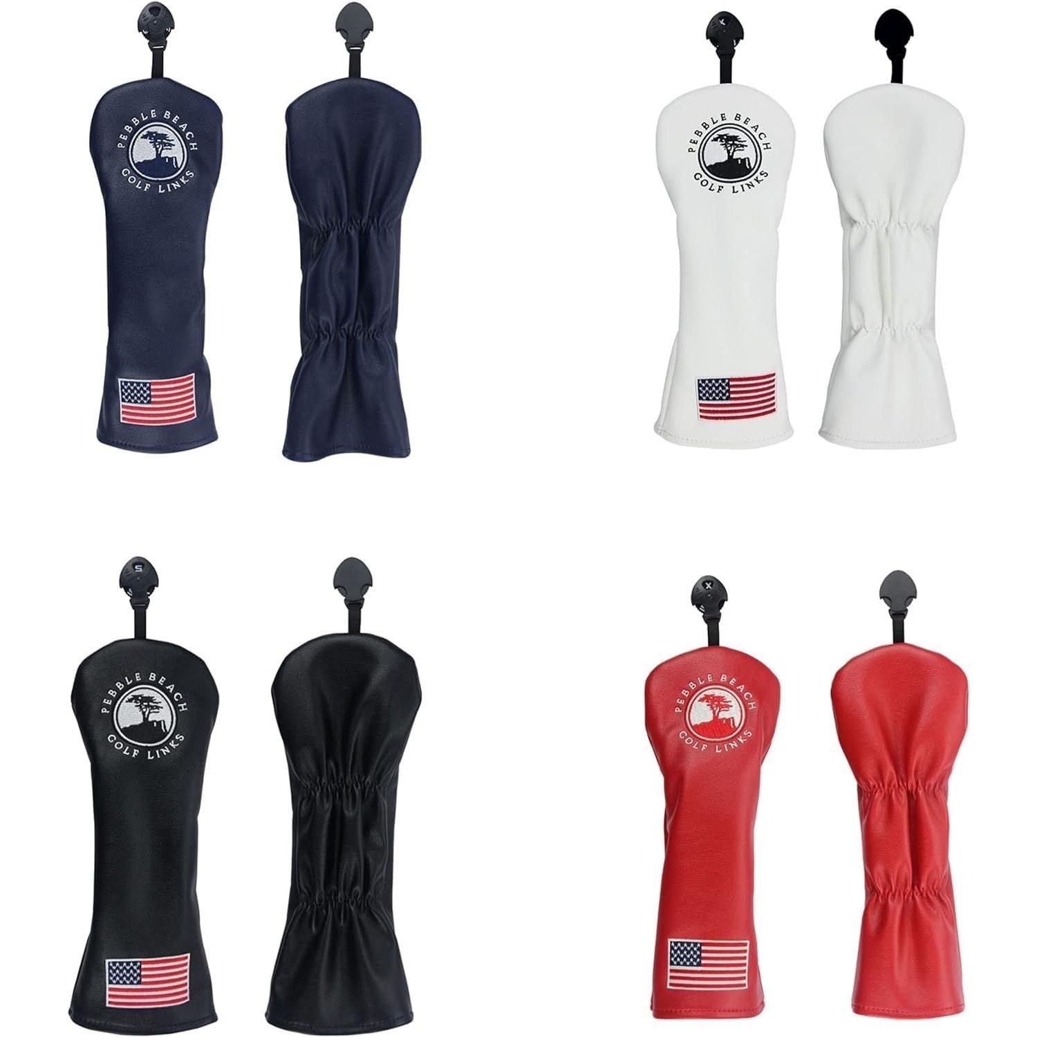 Head cover golf driver compatible 460cc 440cc wood fairway utility conversion tag American tree pattern.