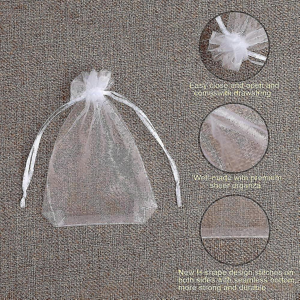100pcs Premium Sheer Organza Bags, White Wedding Favor Bags With Drawstring, 4x4.72 Jewelry Gift Bags For