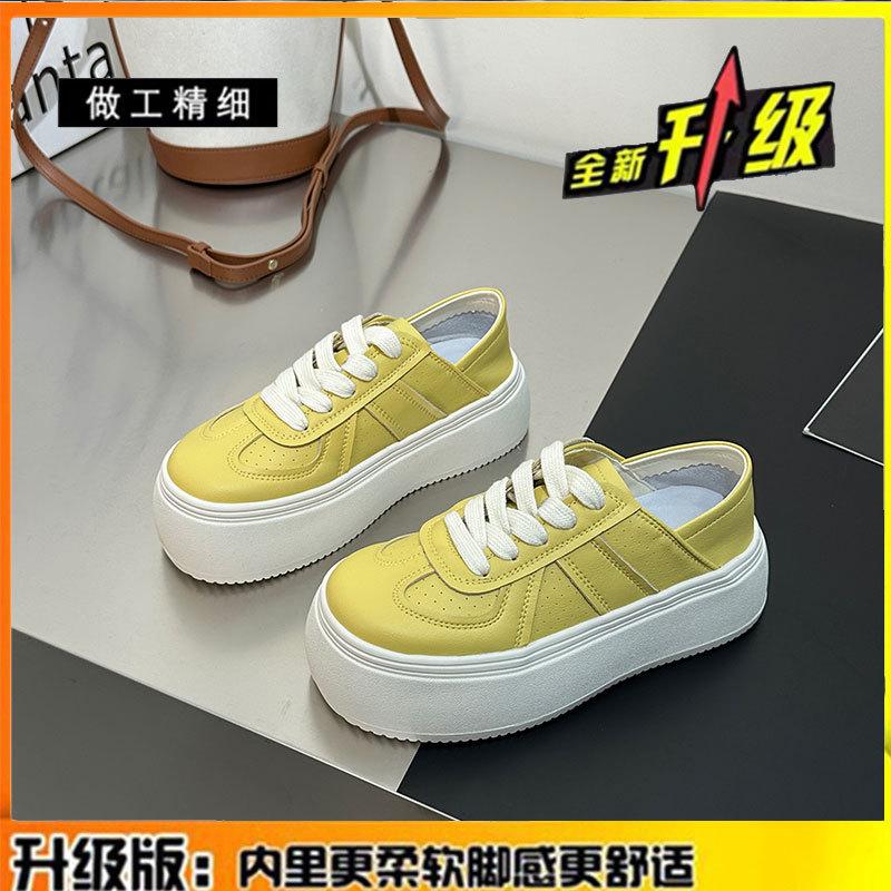 Cowhide Version~ Genuine Leather Board Shoes Women's Thick-soled Heightening White Shoes Children's 2025 Spring and Summer New Leisure Sports Shoes