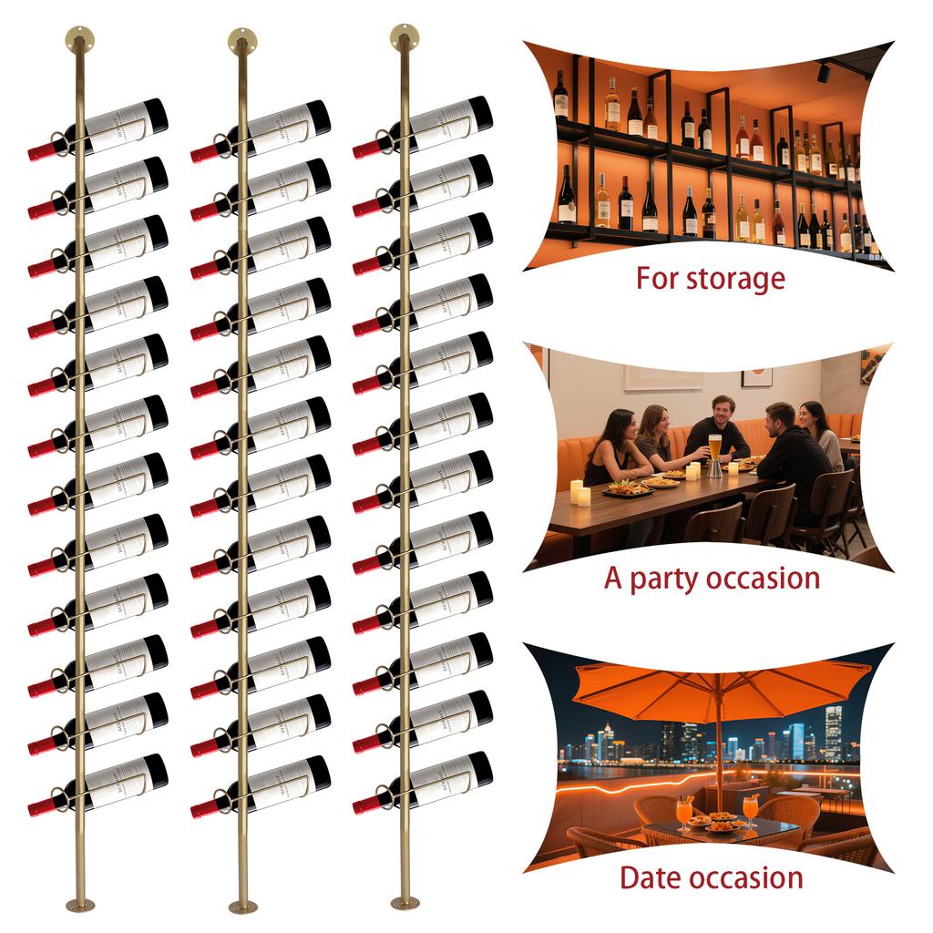 5 Pack Wall Mount Wine Rack for 60 Wine Bottles Wine Bottle Holder Wine Bottle Display Holder for Bar Kitchen Cellar Restaurant