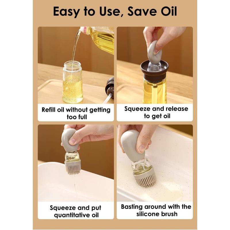 Measurable Seasoning Container Oil Bottle Kitchen Silicone Quantitative Outdoor with Brush Barbecue Spray Bottle Cooking Tools