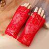 Women's Black Sexy Fingerless Lace Sun Protection Touchscreen Gloves