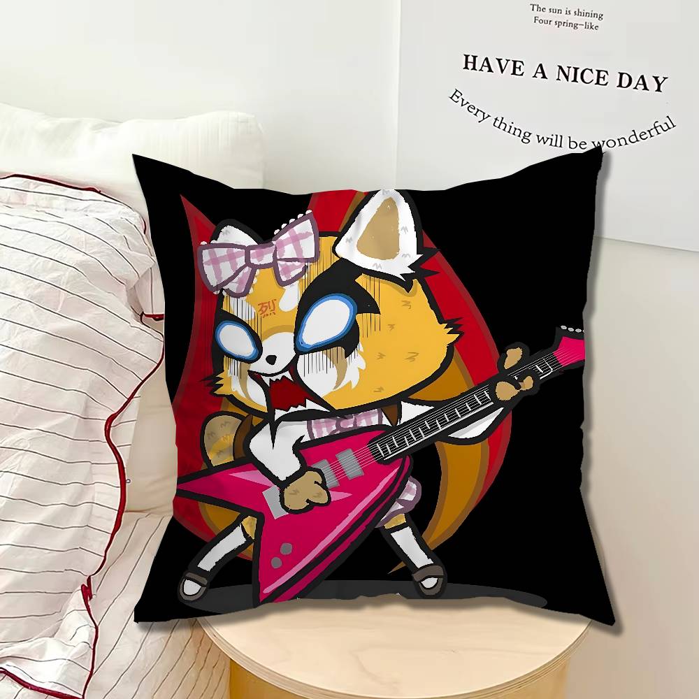 Fur collar fox Aggretsuko Single Throw Pillow Case Cover Sofa Cushion Home Room Decor