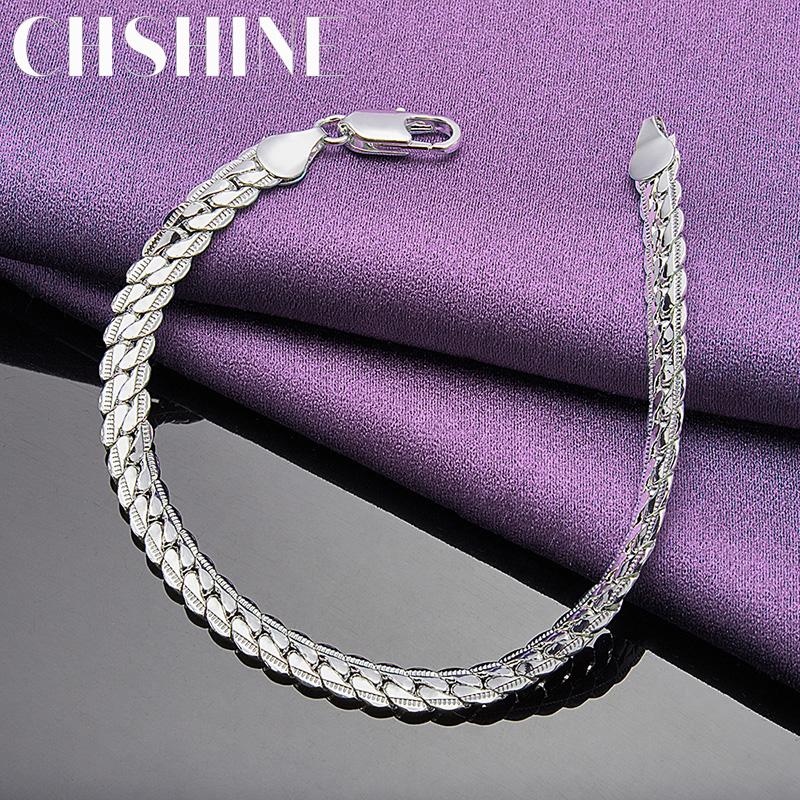 CHSHINE 925 Sterling Silver Men 5mm Side Chain Bracelet Fashion Charm Wedding For Women Jewelry