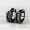 Vintage Black Metal Hoop Earrings Luxury Crystal Multicolor Zircon Round Earrings For Women Simple Fashion Square Stone Jewelry