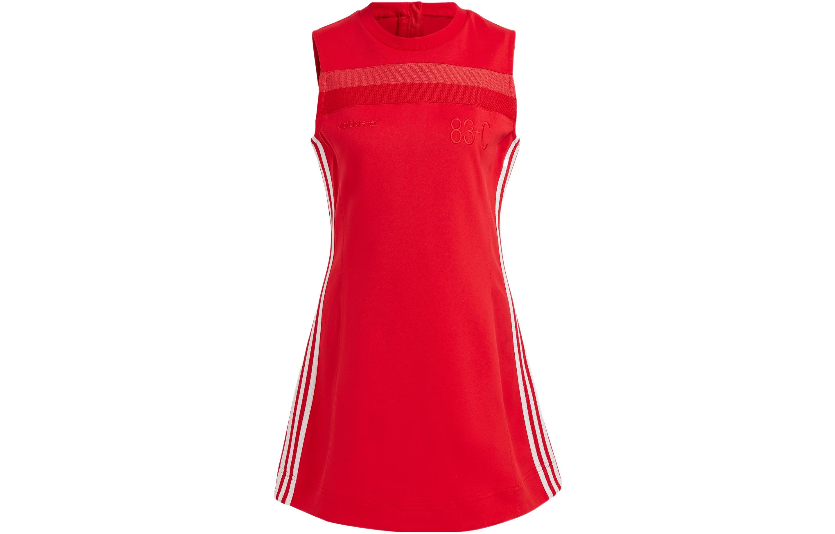 Adidas Originals Blue Version Collection Sleeveless Dresses Women s Red Crew Neck Moderate Short HR3420 L