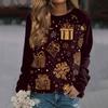 Women's Fashion Casual Long Sleeve Christmas Printed  Neck Sweatshirt Top