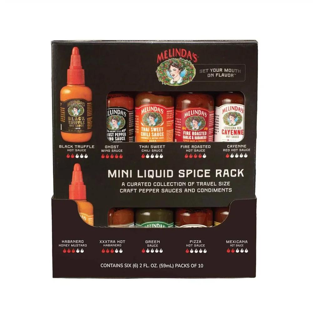 Mini Liquid Spice Rack 10 Pack Craft Pepper Sauces Squeezable Hot Sauce Tropical Fruits Vegetables Gift Set Flavor Variety