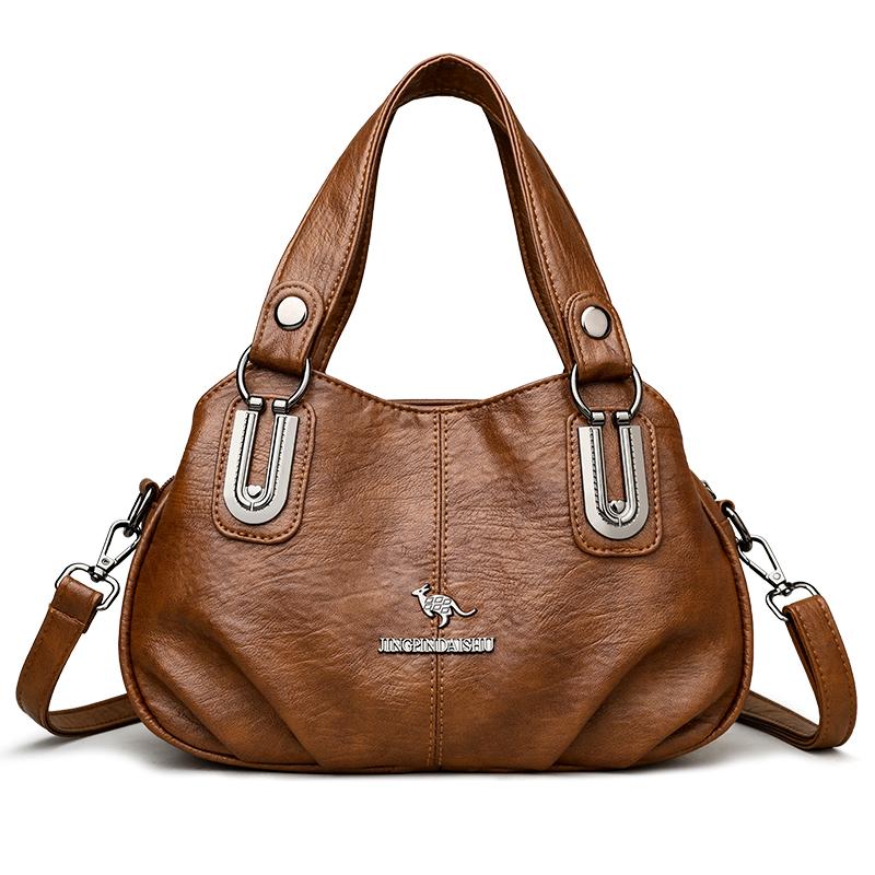 Fashion Vintage Leather Handbag Large Capacity Women's Crossbody Bag Middle-aged Women's Shoulder Bag for Daily Work Shopping and Socializing