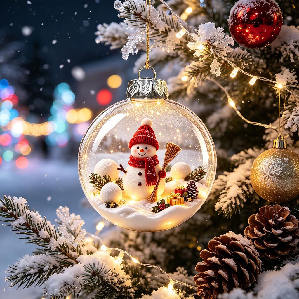 Christmas Acrylic Transparent Crystal Ball Decor With Glowing 3d Effect For Home Decorations