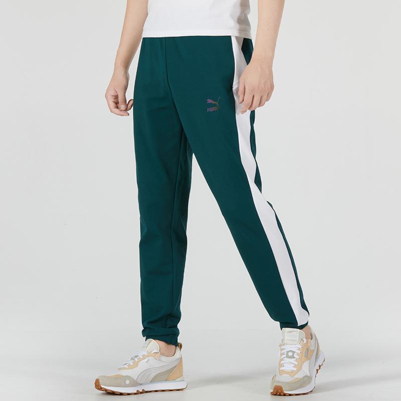 Puma Retro Sports Casual Knit Colorblock Joggers Unisex Bottoms Ocean-Green 538837-38