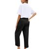 Women Elastic High Waist Pant Casual Fit Wide Leg Long Pants Trousers With Pockets