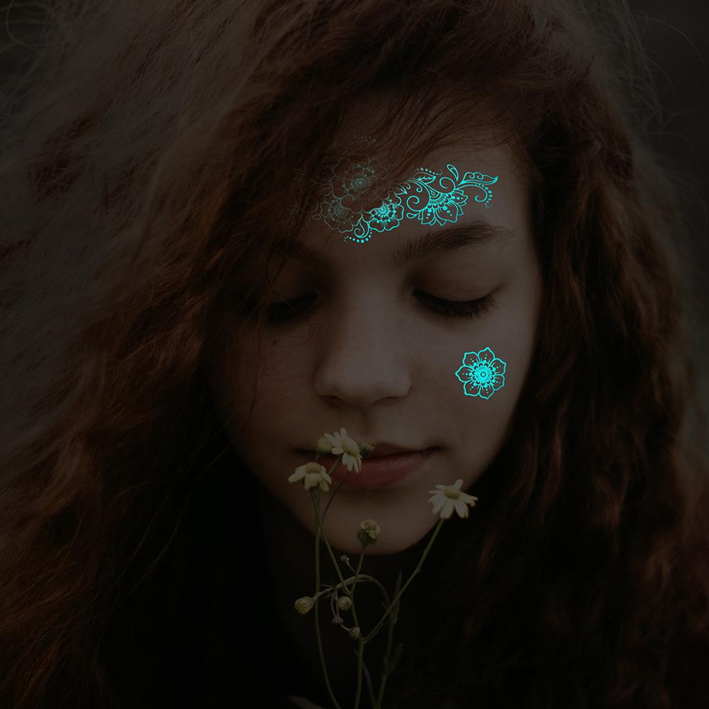 1 foaie de tatuaj temporar cu henna cu mandala albă, rezistentă la apă și durabilă