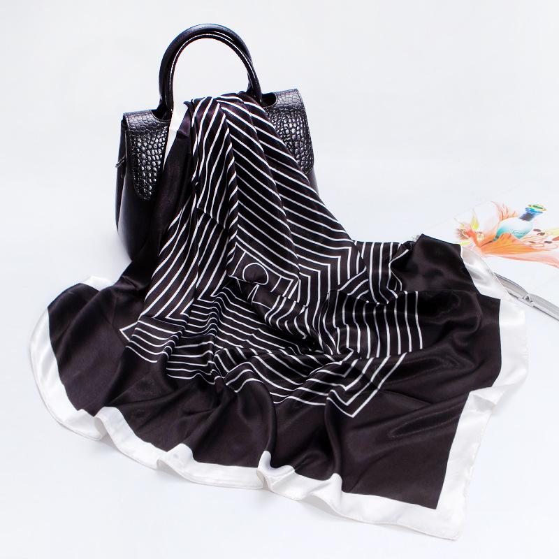 Spring And Summer Satin Long Scarf For Women Sunscreen Shawl Fashionable Beauty Scene Satin Long Scarf Versatile Travel Scarf
