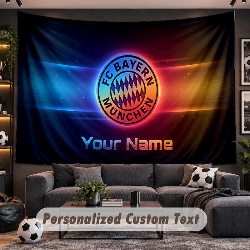 Wall Hanging Tapestry Custom NameBayern Munich Pattern Personalized Printed Fabric Wall Decor