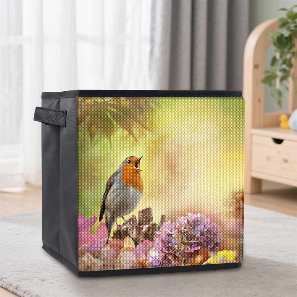 Ein zwitschernder Vogel 5D Diamantmalerei Aufbewahrungskorb Vollrundbohrer Mosaik Diamantstickerei Kreuzstich-Sets Heimdekoration Heimdekoration