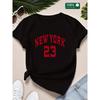 European Sizes NEW YORK 23 Graphic T-Shirt Casual Crew Neck Tee, Short Sleeve, Regular Fit Knit Fabric Top with Rib-Knit Detail for All Seasons