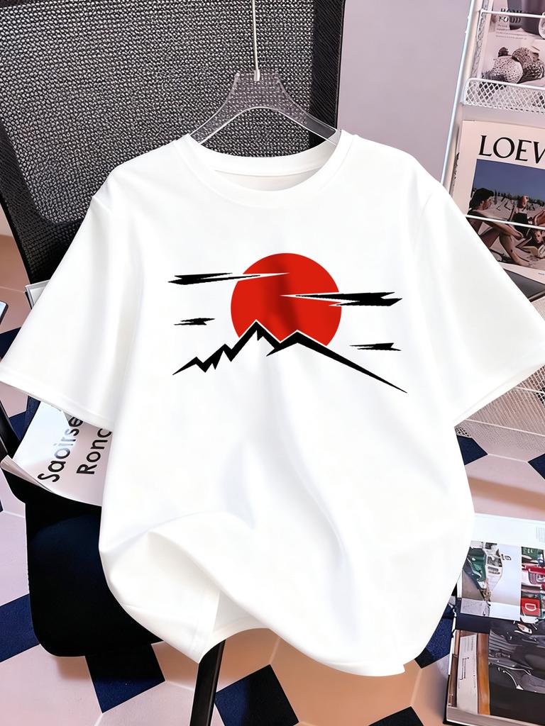 Japanese Harajuku Sun Prints Short Sleeve TShirts Women Cotton Summer Tee Shirts Soft Loose ONeck Tops Casual Womans Clothes