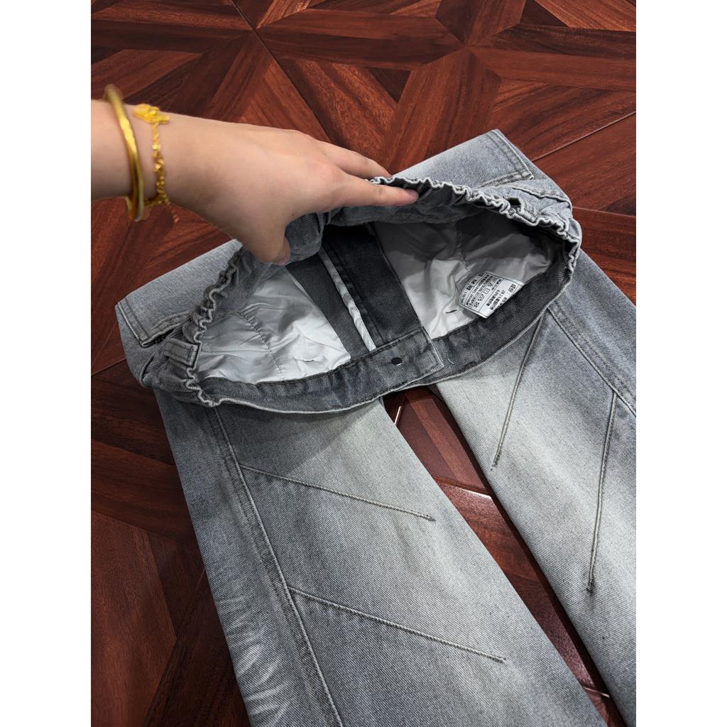 American Washed Cat Whisker Pleated Jeans Men's Spring and Autumn High Street Scimitar Pants Vibe Loose Wide-leg Pants