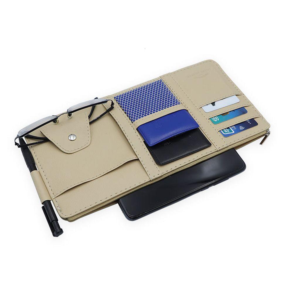 Auto Interior Accessories Car Sun Visor Organizer Sunglasses Clip Pocket Organizer Storage Pouch