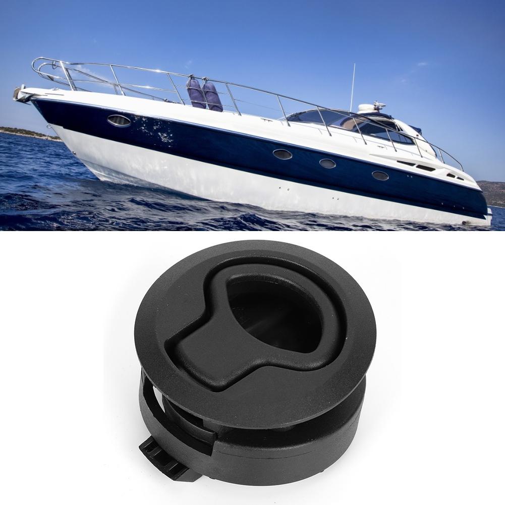 Round Black Flush Pull Slam Latch Deck Hatch Handle Lock for Marine Boat RV Drawers