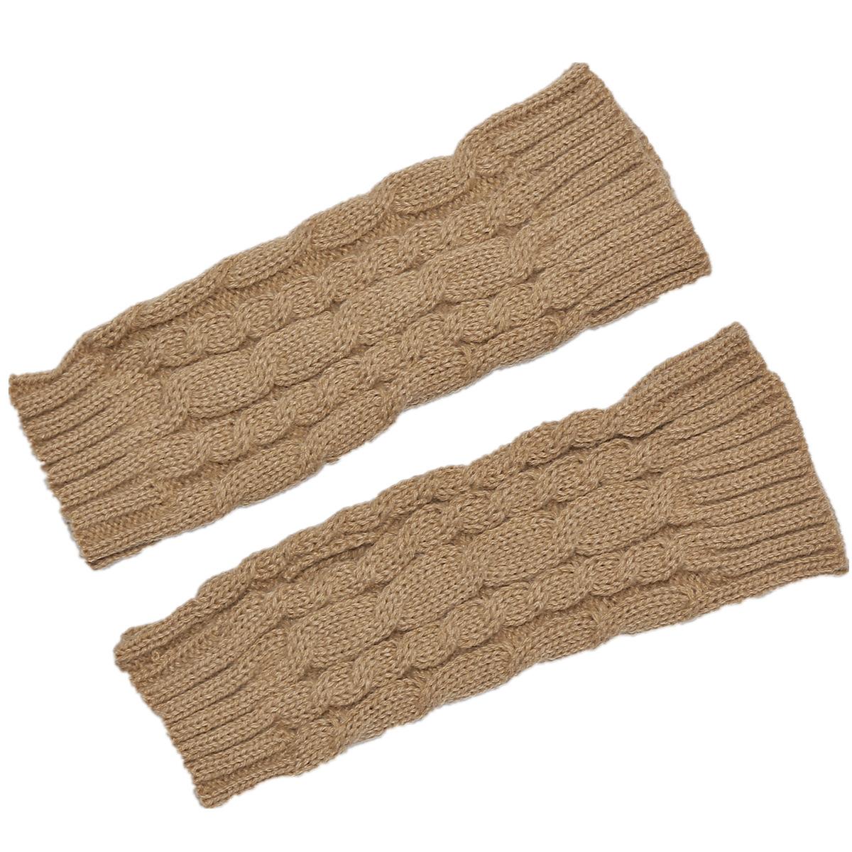 

Осенние и зимние короткие вязаные перчатки до половины пальца, мужские и женские вязаные теплые рукава до половины пальца one size бежевый