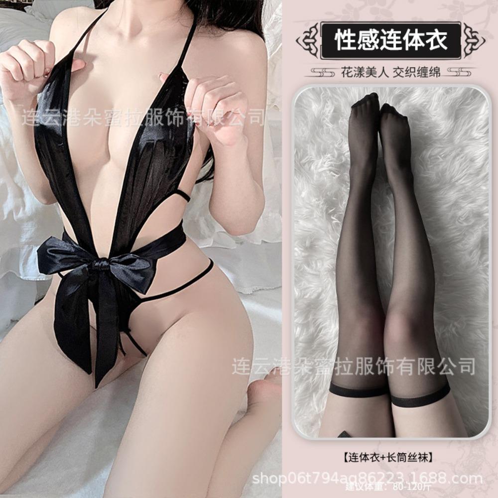 Domila Sexy Underwear Lace Temptation Transparent Hollow Sexy Onesie Women's Hot Open Uniform Suit