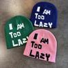 Am Letter I Too Lazy Embellishment Retro Streetwear Warm Wool Hat Knit Couples