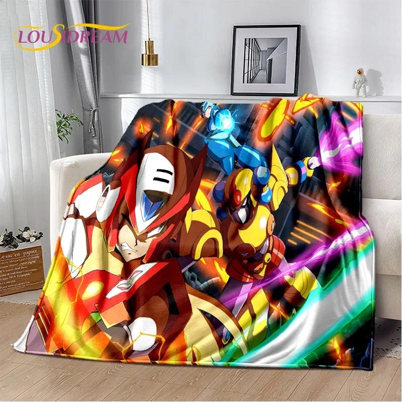 Retro Cartoon Rockman Mega Man Game Soft Flannel Blanket for Beds Bedroom Sofa Picnic,Throw Blanket for Outdoor Leisure Nap Gift
