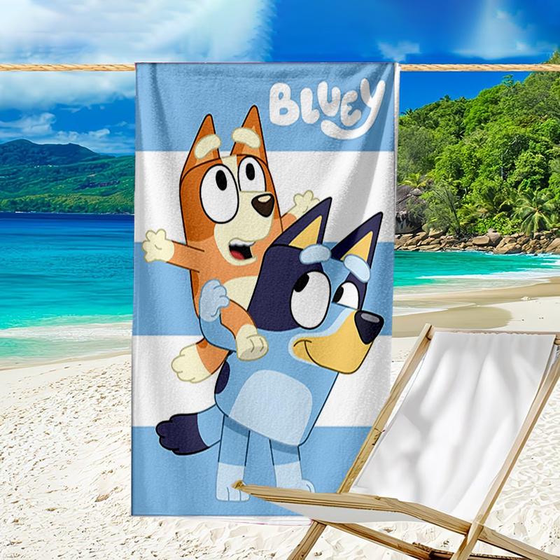 Ultra-Soft Beach Towel with Bluey Theme,Ideal for Pool - Camping, Diving - Perfect Travel Essential, Vibrant Beach Towel.