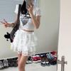 Women's Summer Spring Lightweight Chiffon Mini Skirts A Line Skirts Fashion Foreign Style Lace Layer Cake Skirt Short Skirt