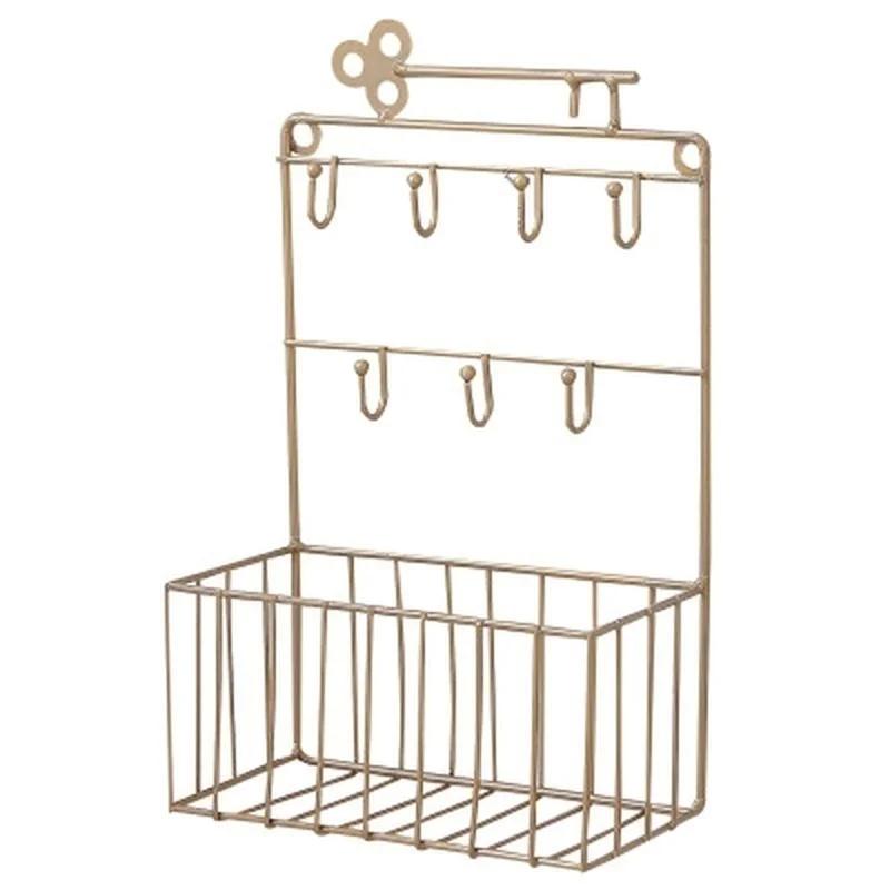 Key Rack Kitchen Storage Basket Metal Key Hook Iron Decorative Wall Hanging Earrings Jewelry Hook Home Decoration Racks