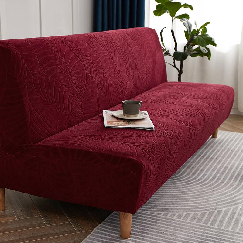 

Эластичный чехол для дивана, спандекс, жаккардовый узор в виде листьев, эластичный водоотталкивающий чехол для дивана, чехол для безрукавного дивана-кровати M 160-185cm вино красного