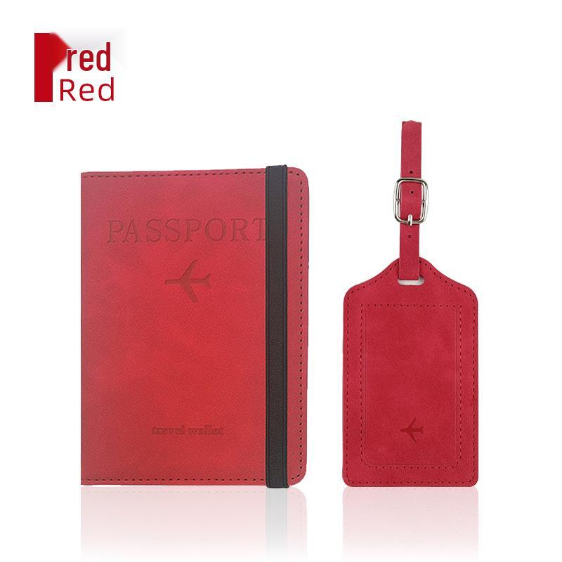 Farbwechselnder PU-Leder-Reiseausweishalter & Gepäckanhänger-Set mit RFID-Schutz