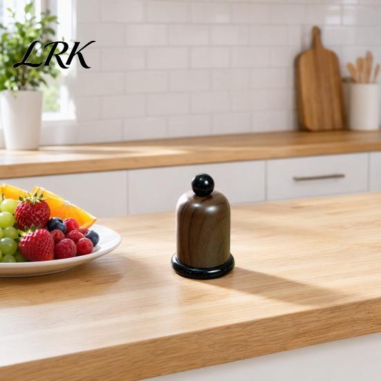 Transparent Toothpick Case Box with Clear/Wood Grain Lid, Dust-proof Holder Dispenser, Kitchen Dental Floss Swabs Container for Countertop Home