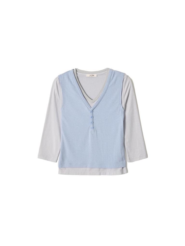 KIJUN Layered V-Neck Tee Sky Blue