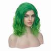 Synthetic Short Curly Bob Wavy Wig Girls Ombre Green 14" Body Wave Shoulder Length Hair Wig Halloween Cosplay Daily Party Wigs