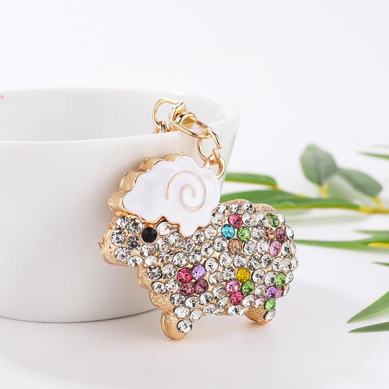 Zodiac Goat Rhinestone Keychain Shiny Bling Rhinestone 1Pcs Alloy Key Ring for Graduation Gift Backpack Pendant