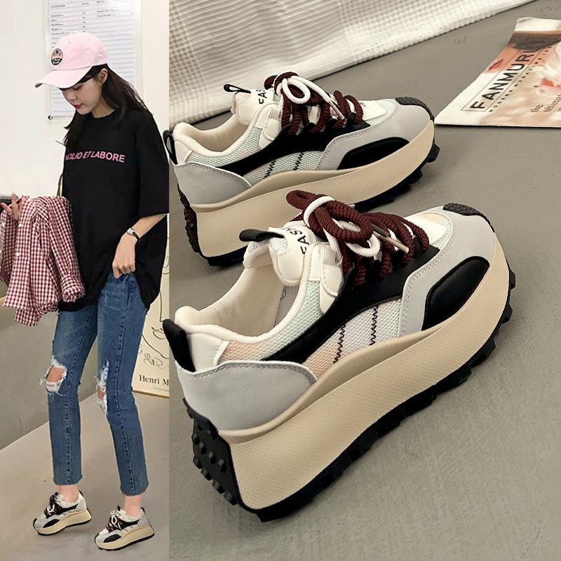 Spring 2025 new thick-soled non-slip heightening sports board shoes women's popular Xiaobai casual shoes tide 876-1